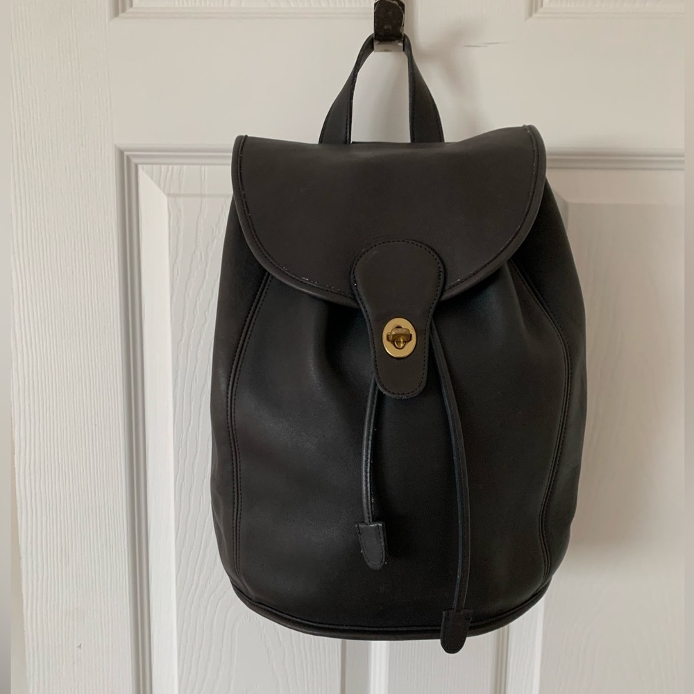 Vintage COACH Black Leather Weekend Backpack Rucksack Large Daypack 9943 - Picture 8 of 11